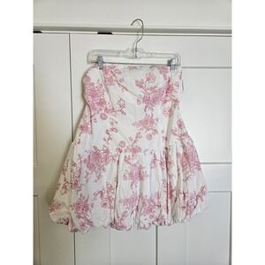 West of Melrose pink floral print strapless bubble dress NWT size XL